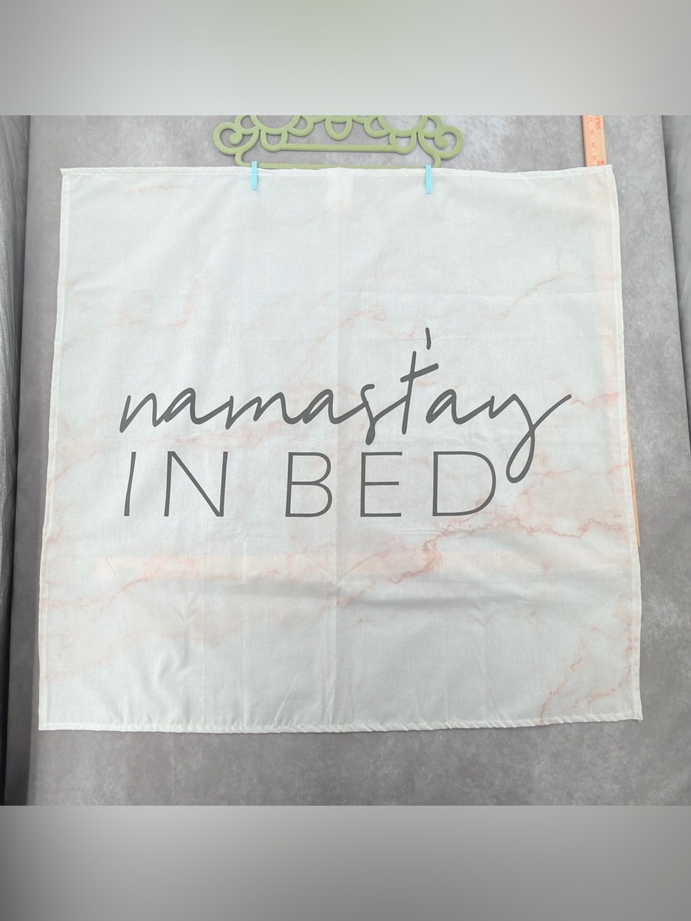 Namast'ay In Bed Decorative wall hanging/curtain- Light Marble Pink